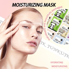 JunKuJK 12PCS Hydrating Facial Sheet Mask,Moisturizing Face Masks Skincare Gift Set,Long Lasting Face Mask Skin Care & Facial Mask Kit for All Skin Types 20