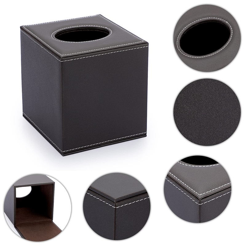 Sumnacon Square Leather Tissue Box Cover - Stylish Cube Tissue