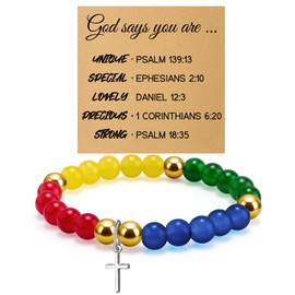 Christian Beaded Bracelets for Women Inspirational Religious Bracelet for Women First Communion Jewelry for Daughter Spiritual Faith Jewelry Bible Verse Bracelet for Friend Christmas Birthday Gift