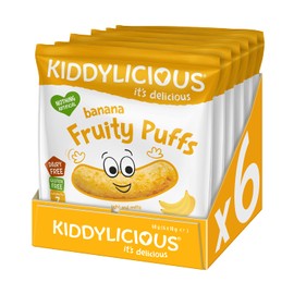 Kiddylicious Gluten-Free Banana Fruity Puffs, 10g (Pack of 6)