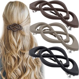 VARMDUKKE 3pcs Vintage Hair Barrette for Women, 3 Colors French Barrette Clip with Strong Hold Grip, Decorative Hair Accessories for Work, Party, Daily