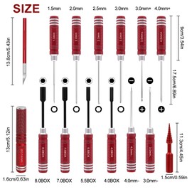 19 in 1 RC Tool Set, RC Screwdriver Tools Set, Hexagonal Hex Nut Phillips Screwdriver, Slotted Screwdriver Pliers, RC Repair Set for 1/8 1/10 Traxxas Axial Arrma DJI Drones Red