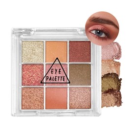 Rose Pink Eyeshadow Shimmer Palette, Make-Up Palettes Eye Shadow Glitter Pallets for Women, Matte Make up Set Eyeshadow 9 Colour, Natural Waterproof Long Lasting Highly Pigmented