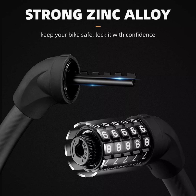 ROCKBROS MTB Bike Password Lock 5 digit Code Anti-theft Steel