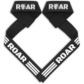 Roar® Professional Lifting Straps Strength Training, Lifting Straps for Bodybuilding and Weightlifting, Lifting Straps Bodybuilding, Grip Aids Bodybuilding, Deadlift Lifting Strap, Gym Straps (White)