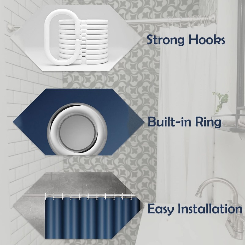 Waterproof Fabric Shower Curtain Thick Bathroom Curtain (Grey, 180x180cm)