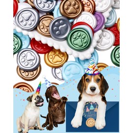 Gold Paw Wax Seal Stickers-40PCS Bulk Self-Adhesive Vintage Sealing Stickers for Envelopes, Letter, Invitations, Gift Wrapping, Scrapbooking – Cute Animal Footprint Design(