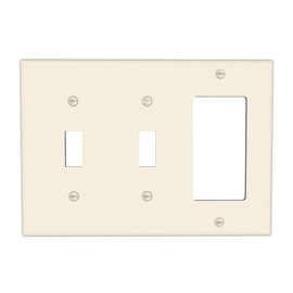Beige Tan Cream 3-Gang 2-Toggle 1-GFCI/Decorator Combination Light Switch Decorative Triple Combo Device Switches/Rocker Outlet Covers and Wall Plate