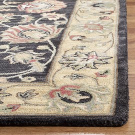 Safavieh Heritage Collection Handcrafted Traditional Oriental Charcoal and Gold Wool Area Rug (4' x 6')