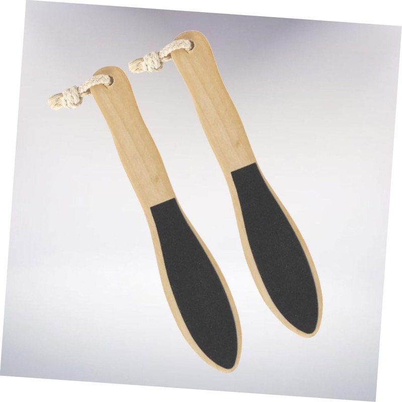 Healeved 2pcs Double-sided Wooden Foot Rubbing Tool Exfoliator for Dead