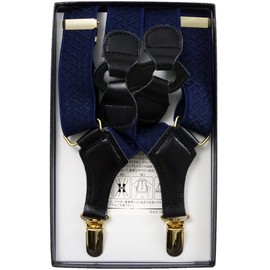 Peace Kobo Holster Type Suspenders, 1.2 inches (30 mm), Terra, navy