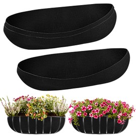 3PCS 30 Inch Planter Basket Liners Fabric Window Box Liners Felt Trough Planter Liner Replacement Black Flower Basket Liner Non-Woven Hanging Plant Liner for Planters Garden Fence - Avoid Bird Nesting