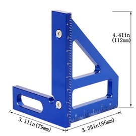 Yunseity Regla Triangular de Medición de Múltiples ángulos, Aleación de Aluminio, Herramienta de Precisión de Marcado de Escala en Pulgadas, para Carpintería, Trazador de Inglete de (Blue)