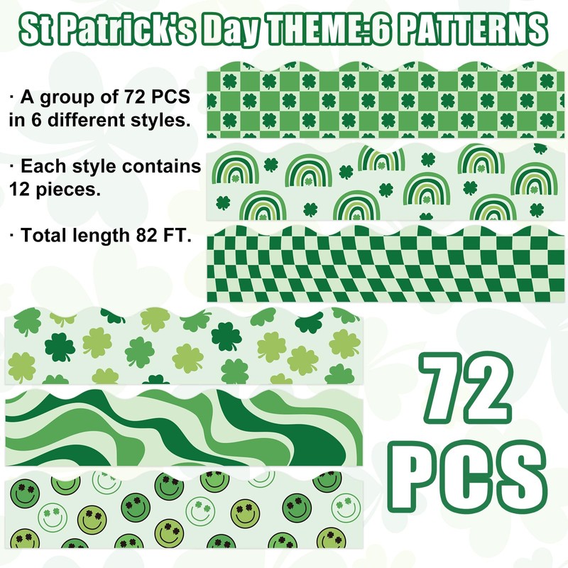 Whaline 82Ft Boho St Patrick's Day Bulletin Board Borders Green