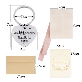 COLOFALLA Keyring for Mum in Italian Heart Shape Metal with Pouch Greeting Card, Stil-a