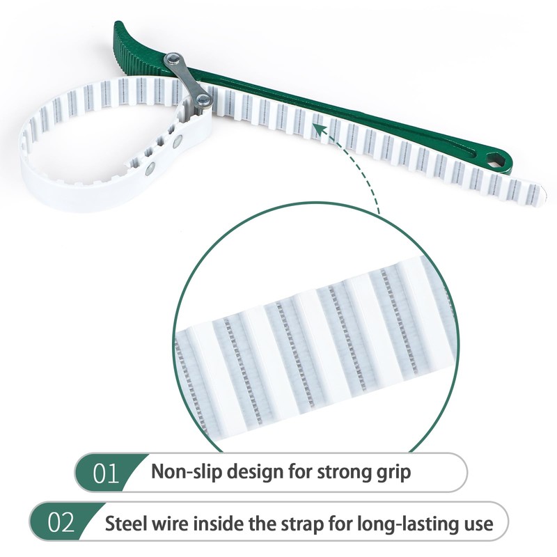 Skelang 15" Belt Strap Wrench, 36" Length Adjustable Strap Wrench,