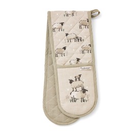 Cooksmart Double Oven Gloves Heat Resistant | British Designed Heat Resistant Oven Gloves | Modern Oven Mitt & Potholder for Home Cooking | Maximum Heat Protection Kitchen Oven Gloves - Highland Sheep