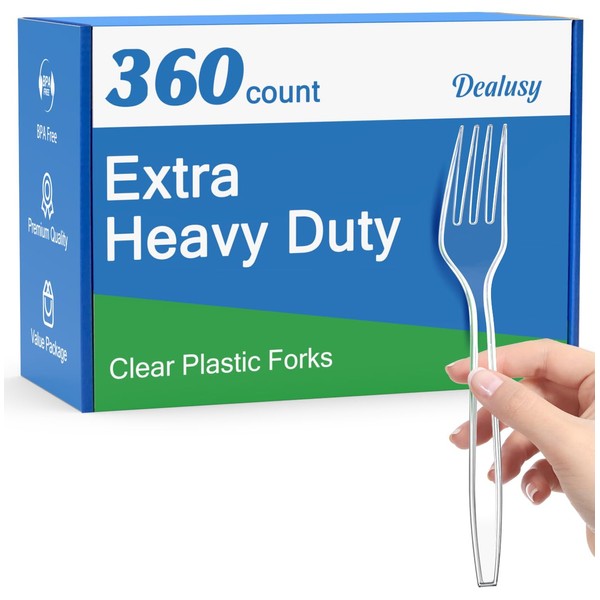 Dealusy Dealusy 360 Count Extra Heavy Duty Clear Plastic Forks