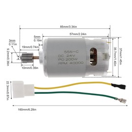 ZVKV RS555 10 Teeth DC Motor 24V 40000 RPM Ride On Car Motor High Speed Electric Motors for Remote Control Car SUV Parts (24V 40000RPM, Medium 10Teeth)