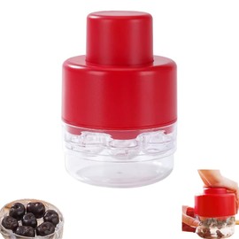 Draduo Cherry Pitter Tool,7-Hole Adjustable Fruit Seed Remover with Push-Down Design, Portable for Kitchen, Bakery & Fruit (Red)