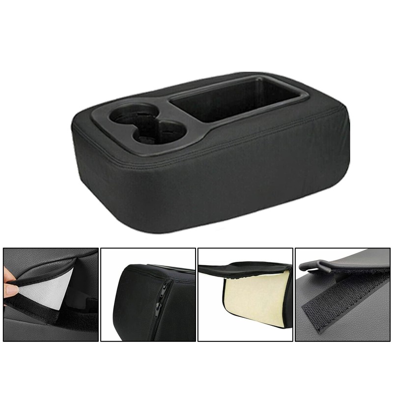Priprilod Black Leather Center Console Jump Armrest Cover Fit for