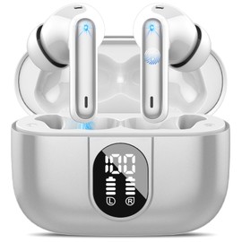 AI Language Translator Earbuds Real Time, 40H Bluetooth 5.3 Translator Earbuds with 164 Languages/6 Translation Modes, 3 in 1 Translation Headphone with ENC Mic, Suitable for Study/Business Light Gray