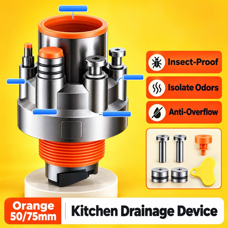 5-in-1 Kitchen Drain Connector for Sink Appliances – Multi-Port Odor-Blocking