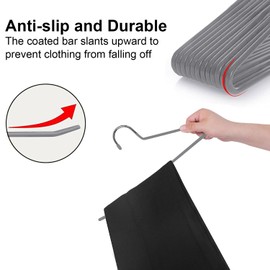 devesanter Pants Hanger, 30 Pack Space Saving Open-Ended Metal Pants Hanger, Non Slip Trousers Slack Hangers Organizers for Pants Jeans Slacks Scarf Trousers Ties,Grey