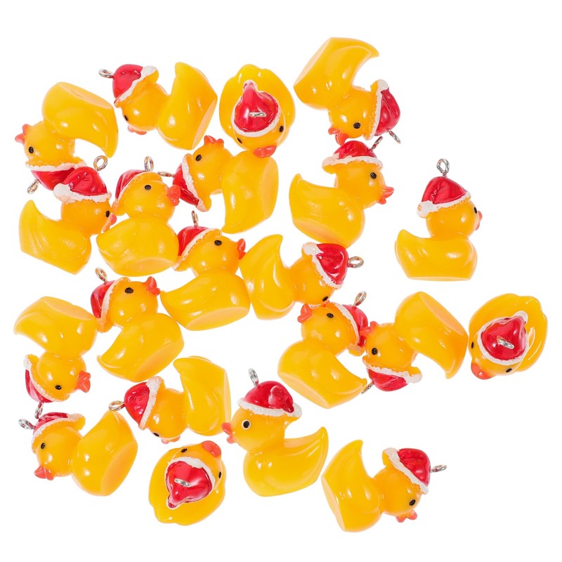 EXCEART 60 Pieces Resin Christmas Hat Duck Pendant DIY Card