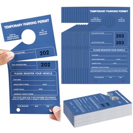100 Pcs Temporary Parking Permit Hang Tag Mirror Hang Tags Car Hang Tags Parking Permit Temporary Parking Passes 7.75 x 4.25 Inch Numbered and with Tear-Off Stub for Car Rear View Mirror Events (Blue)