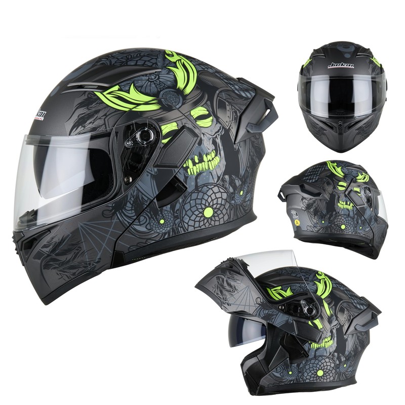 Full Face Motorcycle Helmet Dual Visor Sun Shield Flip up