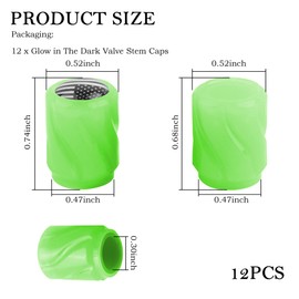 12PCS Luminous Glow in The Dark Valve Stem Caps with American Flag,Tire Valve Caps Light Up The Night,Universal Fluorescent Valve Stem Caps Enhance Safety Car Accessories (Green/Black Flag)