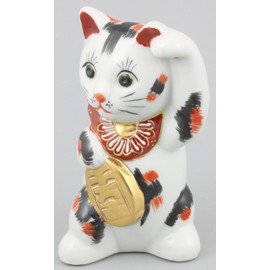 九谷焼 小判 Beckoning Cat No. 3 Hair A – 0070 