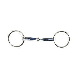 AK AKRS-2603 Loose Ring Snaffle with Sweat Iron with Curved Mouthpiece Horse Riding Bits (Blue/Silver, 5.00 Inches)