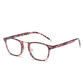 Hodopus Blue Light Cut Glasses, Square Shape, 99% Cut Rate, UV420, UV Protection, Tortoise Shell Pink