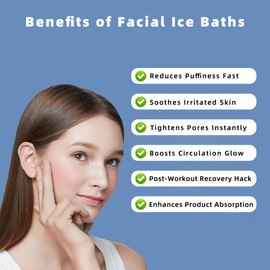 Silicone Face Bowl for Ice with Built-in Icetray, Collapsible Face Ice Bath Bowls for Home&Travel Ice Water Facials, Ice Face Bowls for Cold Plunge Therapy, Skin Tightening (M-Purple)