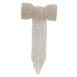 PACKOVE Rhinestones Bow Hair Clip with Tassel Elegant Gold Hair Barrettes for Women for Parties Weddings and Daily Wear