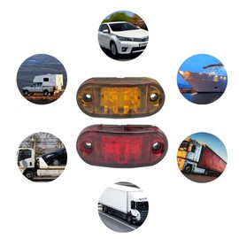 HaeKap 5x Amber+ 5x Red LED Car Truck Trailer RV Oval 2.5" Side Clearance Marker Lights