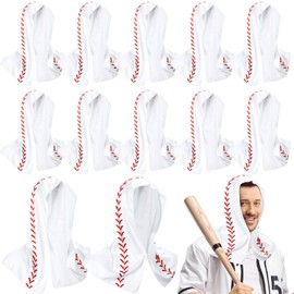 FuWeave 12 Pcs Baseball Cooling Hoodie Towels for Men, Breathable Chilly Cooling Towels for Neck and Face, Cooling Head Wraps for Baseball Team Gift Sport Party Favors (White, Baseball)