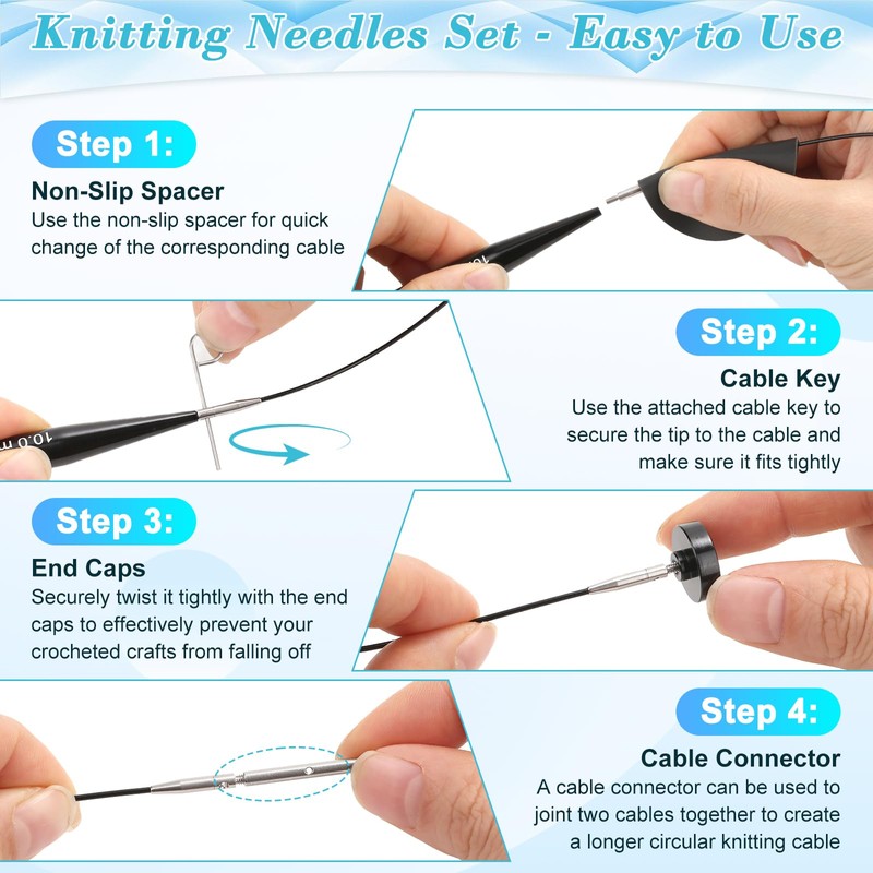 13 Pairs Interchangeable Knitting Needles Set with 4 Flexible Cables,