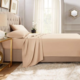 Empyrean Bedding Premium Flat Sheets – 4-Pack “110 GSM” Top Bed Sheets Double Brushed Microfiber Thick and Comfortable Flat Sheets Set, Luxurious & Soft Hotel, Twin, Taupe Sand