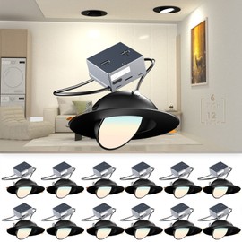 Lightdot 6 Inch LED Recessed with Night Light 1200LM 12W 120V Dimmable LED Downlight Lighting, 3000K/4000K/5000K Selectable Soft Sleep-Helpness Canless Lights - IC Rated 6 Pack