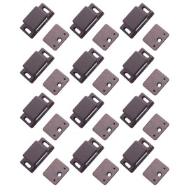 Antrader 12-Pack 10-15lbs Magnetic Cabinet Door Catch Plastic Stop Holder Closet Latch with Screws, 1.6" x 0.8" x 0.5", Brown