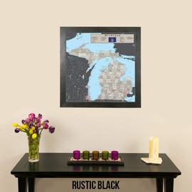 Michigan - Earth Toned - Rustic Black Frame - 150 Pins Included - 150 Pins Included - 27.5 inches x 27.5 inches