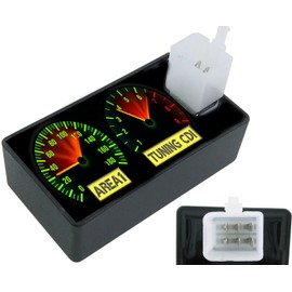 Area1 Tuning CDI ignition unit, unthrottled, adjustable, analogue, 50/125/150 ccm, GY6 China, 4-stroke 4+2 pin, compatible with AGM BT49QT (Type 3 (6 pin) unthrottled)