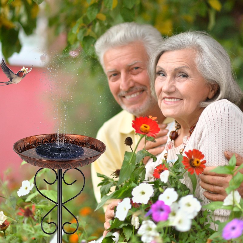 Metal Bird Baths for Outdoors, 38" H Birdbath with 11.4