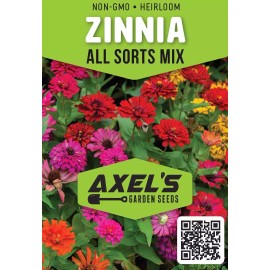 Axel's Garden Seeds Zinnia Flower Seed  Mix | Non-GMO | Heirloom | Fresh Flower Seeds - 50 Seeds
