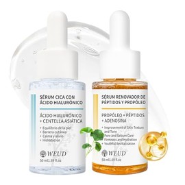 WEUD Centella Asiatica Suero y CICA Péptidos Propóleo Suero, 2 En 1 Kit de Sérum Coreana, Cuidado Antiedad y Reparador, Luminosidad y Piel Radiante, Fórmula Hipoalergénica para Todo Tipo de Piel (1 Centella y 1 Péptidos)