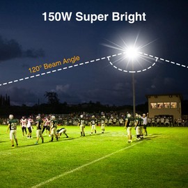 Onforu 150W LED Flood Light Outdoor, 15000LM Super Bright Security Light, IP66 Waterproof Outdoor Floodlight, 2 Pack 5000K Daylight White LED Exterior Light for Basketball Court, Stadium, Playground