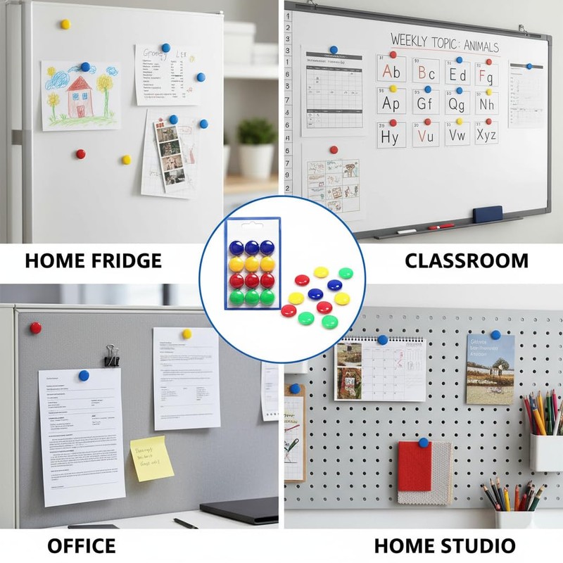 Fridge Magnets Strong Magnetic Buttons for Refrigerator 12Pcs